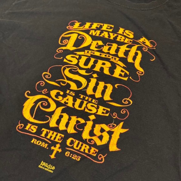 Fruit of the Loom Heavy Black Graphic Shirt God Jesus Faith Men's 2XL Romans - Picture 1 of 7